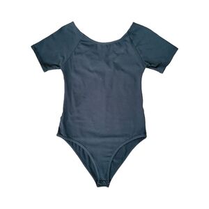 Cotton On Women's Size S Black Short Sleeve Criss Cross Back Snap-Up Bodysuit